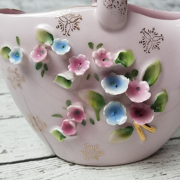 Stunning vintage Ucagco pink basket vase planter - Picture 4 of 4